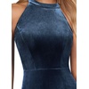 image:imageVFSHOW Womens Halter Neck Cocktail Wedding Guest Bodycon Evening Long DressHaze Blue Velvet