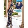image:imageVFSHOW Womens Halter Neck Cocktail Wedding Guest Bodycon Evening Long DressNavy Blue and Multi Floral Print