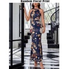 image:imageVFSHOW Womens Halter Neck Cocktail Wedding Guest Bodycon Evening Long DressNavy Blue and Multi Floral Print