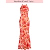 image:imageVFSHOW Womens Halter Neck Cocktail Wedding Guest Bodycon Evening Long DressOrange Floral Print