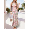image:imageVFSHOW Womens Halter Neck Cocktail Wedding Guest Bodycon Evening Long DressPink Floral Print