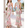 image:imageVFSHOW Womens Halter Neck Cocktail Wedding Guest Bodycon Evening Long DressPink Floral Print