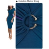 image:imageVFSHOW Womens Notch V Neck Ruched Work Business Office Church Bodycon DressPeacock Blue