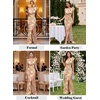 image:imageVFSHOW Womens Ruffle One Shoulder Formal Prom Gala Maxi Dress Evening GownApricot Velvet Floral Print