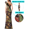 image:imageVFSHOW Womens Ruffle One Shoulder Formal Prom Gala Maxi Dress Evening GownBlack and Multi Floral Print