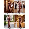 image:imageVFSHOW Womens Ruffle One Shoulder Formal Prom Gala Maxi Dress Evening GownBlack and Red Big Floral