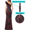 image:imageVFSHOW Womens Ruffle One Shoulder Formal Prom Gala Maxi Dress Evening GownBlack and Red Rose Floral Print