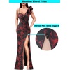image:imageVFSHOW Womens Ruffle One Shoulder Formal Prom Gala Maxi Dress Evening GownBlack and Red Rose Floral Print