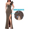 image:imageVFSHOW Womens Ruffle One Shoulder Formal Prom Gala Maxi Dress Evening GownBrown and Polka Dot Print