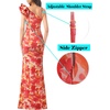 image:imageVFSHOW Womens Ruffle One Shoulder Formal Prom Gala Maxi Dress Evening GownOrange Floral Print
