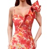 image:imageVFSHOW Womens Ruffle One Shoulder Formal Prom Gala Maxi Dress Evening GownOrange Floral Print
