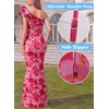 image:imageVFSHOW Womens Ruffle One Shoulder Formal Prom Gala Maxi Dress Evening GownPink Floral Printc