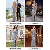 image:imageVFSHOW Womens Ruffle One Shoulder Formal Prom Gala Maxi Dress Evening GownSilver Grey Velvet Blue Floral