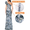 image:imageVFSHOW Womens Ruffle One Shoulder Formal Prom Gala Maxi Dress Evening GownSilver Grey Velvet Blue Floral