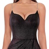 image:imageVFSHOW Womens Sexy Spaghetti Strap Formal Prom Evening Gala Long Maxi DressBlack With Purple Metallic Stitching