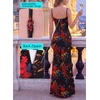 image:imageVFSHOW Womens Sexy Spaghetti Strap Formal Prom Evening Gala Long Maxi DressBlack and Red Floral Print