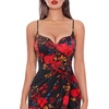 image:imageVFSHOW Womens Sexy Spaghetti Strap Formal Prom Evening Gala Long Maxi DressBlack and Red Floral Print