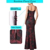 image:imageVFSHOW Womens Sexy Spaghetti Strap Formal Prom Evening Gala Long Maxi DressBlack and Red Rose Floral Print