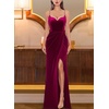 image:imageVFSHOW Womens Sexy Spaghetti Strap Formal Prom Evening Gala Long Maxi DressDark Red Velvet