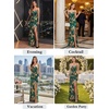 image:imageVFSHOW Womens Sexy Spaghetti Strap Formal Prom Evening Gala Long Maxi DressGreen Floral Printb