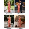 image:imageVFSHOW Womens Sexy Spaghetti Strap Formal Prom Evening Gala Long Maxi DressOrange Floral Print