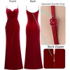 image:imageVFSHOW Womens Sexy Spaghetti Strap Formal Prom Evening Gala Long Maxi DressRed Velvet