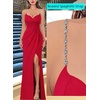 image:imageVFSHOW Womens Sexy Spaghetti Strap Formal Prom Evening Gala Long Maxi DressSparkly Red