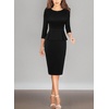image:imageVFSHOW Womens Work Business Office Front Zipper Peplum Church Sheath DressBlack