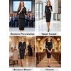 image:imageVFSHOW Womens Work Business Office Front Zipper Peplum Church Sheath DressBlack Suede
