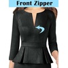 image:imageVFSHOW Womens Work Business Office Front Zipper Peplum Church Sheath DressBlack Suede