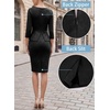 image:imageVFSHOW Womens Work Business Office Front Zipper Peplum Church Sheath DressBlack Suede