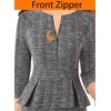 image:imageVFSHOW Womens Work Business Office Front Zipper Peplum Church Sheath DressBlack Tweed
