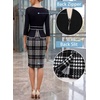 image:imageVFSHOW Womens Work Business Office Front Zipper Peplum Church Sheath DressBlack and White Tartan Print