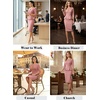 image:imageVFSHOW Womens Work Business Office Front Zipper Peplum Church Sheath DressBlush Pink