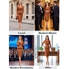 image:imageVFSHOW Womens Work Business Office Front Zipper Peplum Church Sheath DressBrown Suede