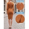 image:imageVFSHOW Womens Work Business Office Front Zipper Peplum Church Sheath DressBrown Suede