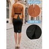 image:imageVFSHOW Womens Work Business Office Front Zipper Peplum Church Sheath DressBrown and Black Suede