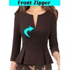 image:imageVFSHOW Womens Work Business Office Front Zipper Peplum Church Sheath DressBrown and Purple Floral Print
