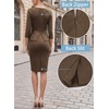 image:imageVFSHOW Womens Work Business Office Front Zipper Peplum Church Sheath DressCoffee Suede