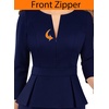 image:imageVFSHOW Womens Work Business Office Front Zipper Peplum Church Sheath DressDark Blue