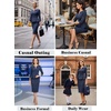 image:imageVFSHOW Womens Work Business Office Front Zipper Peplum Church Sheath DressDark Blue Tweed