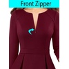 image:imageVFSHOW Womens Work Business Office Front Zipper Peplum Church Sheath DressDark Red