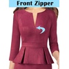 image:imageVFSHOW Womens Work Business Office Front Zipper Peplum Church Sheath DressDark Red Suede