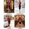image:imageVFSHOW Womens Work Business Office Front Zipper Peplum Church Sheath DressDark Red and Black Suede