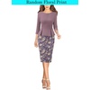 image:imageVFSHOW Womens Work Business Office Front Zipper Peplum Church Sheath DressDusty Purple and Beige Floral Print