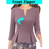 image:imageVFSHOW Womens Work Business Office Front Zipper Peplum Church Sheath DressDusty Purple and Beige Floral Print