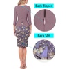 image:imageVFSHOW Womens Work Business Office Front Zipper Peplum Church Sheath DressDusty Purple and Beige Floral Print