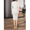 image:imageVFSHOW Womens Work Business Office Front Zipper Peplum Church Sheath DressOffwhite