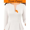 image:imageVFSHOW Womens Work Business Office Front Zipper Peplum Church Sheath DressOffwhite