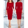 image:imageVFSHOW Womens Work Business Office Front Zipper Peplum Church Sheath DressRed